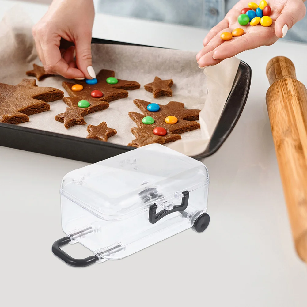 

24Pcs Mini Suitcase Party Favor Box Clear Plastic Candy Makeup Jewelry Holder Rolling Trolley Wedding Birthday