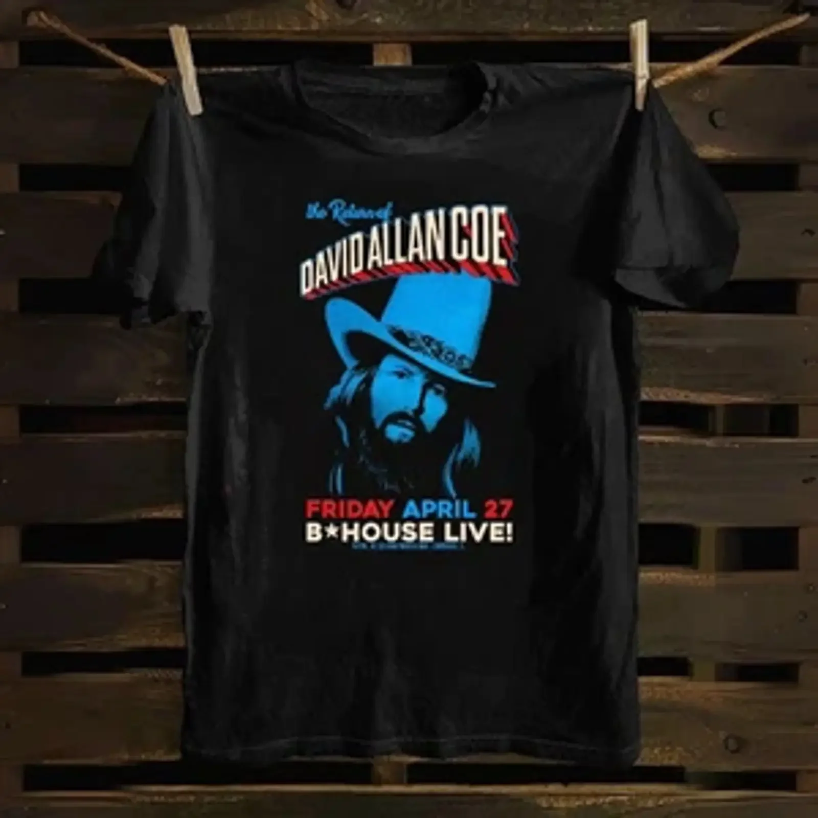 David Allan Coe Illinois Concert T Shirt vintage Washed Top For Everyday Wear homme Versatile Stretched Casual Stylish