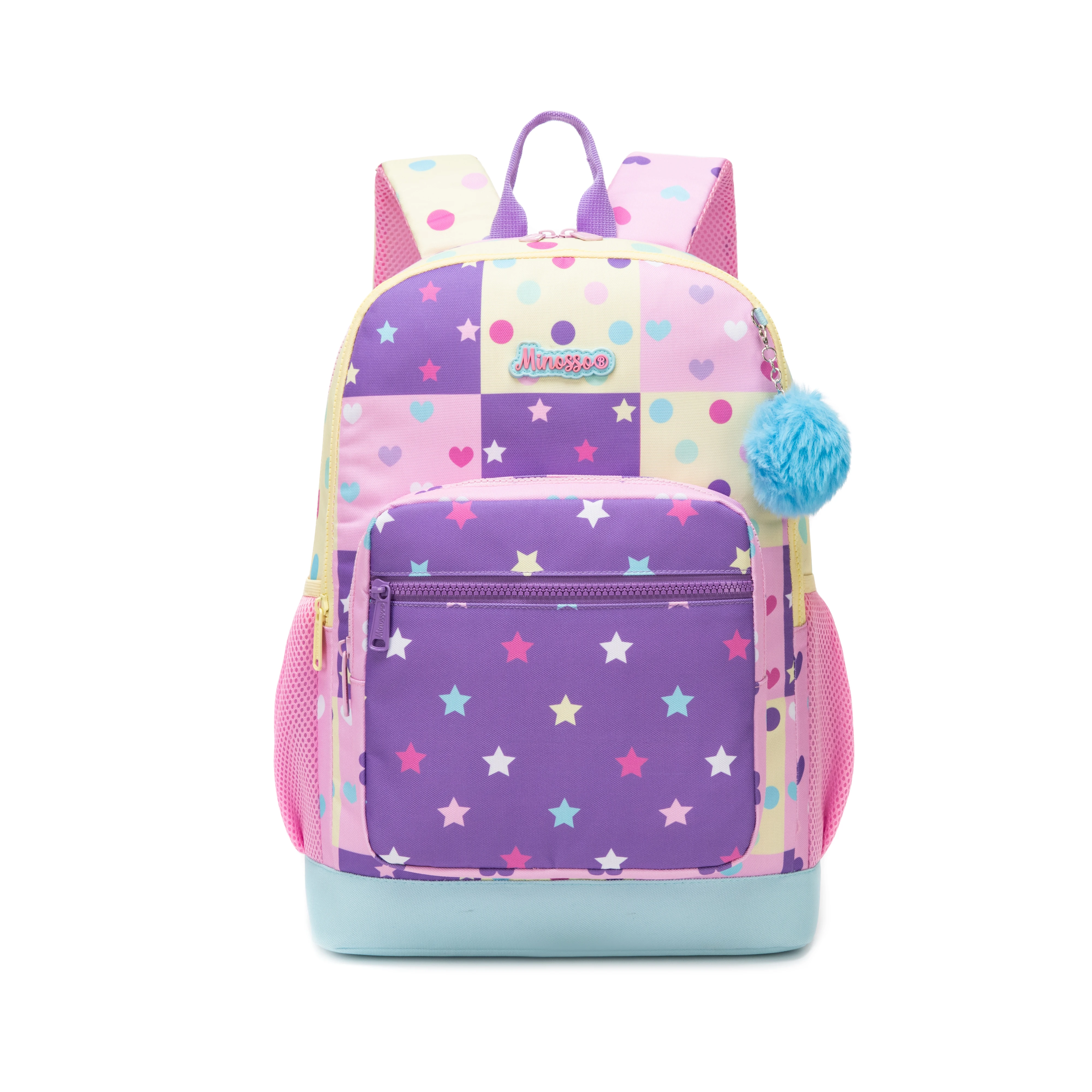 Girls Pink Backpack Set with Lunch Box & Pencil Case, Padded Strap School Bookbag for Elementary Students