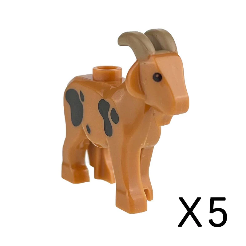 Bauernhof-Tierspielzeug-Set - 5-teilig mit Ziegen-, Schaf- und Wolf-Figuren aus Kiefernholz