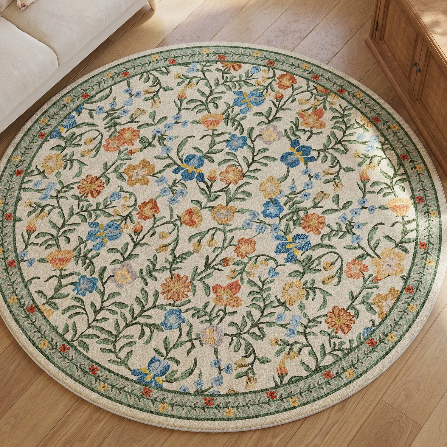 Round Carpet for Living Room Persian Floral Home Decoration Rug Soft Bedroom Bedside Floor Mats Non-slip Indoor Rugs Tapis Rond