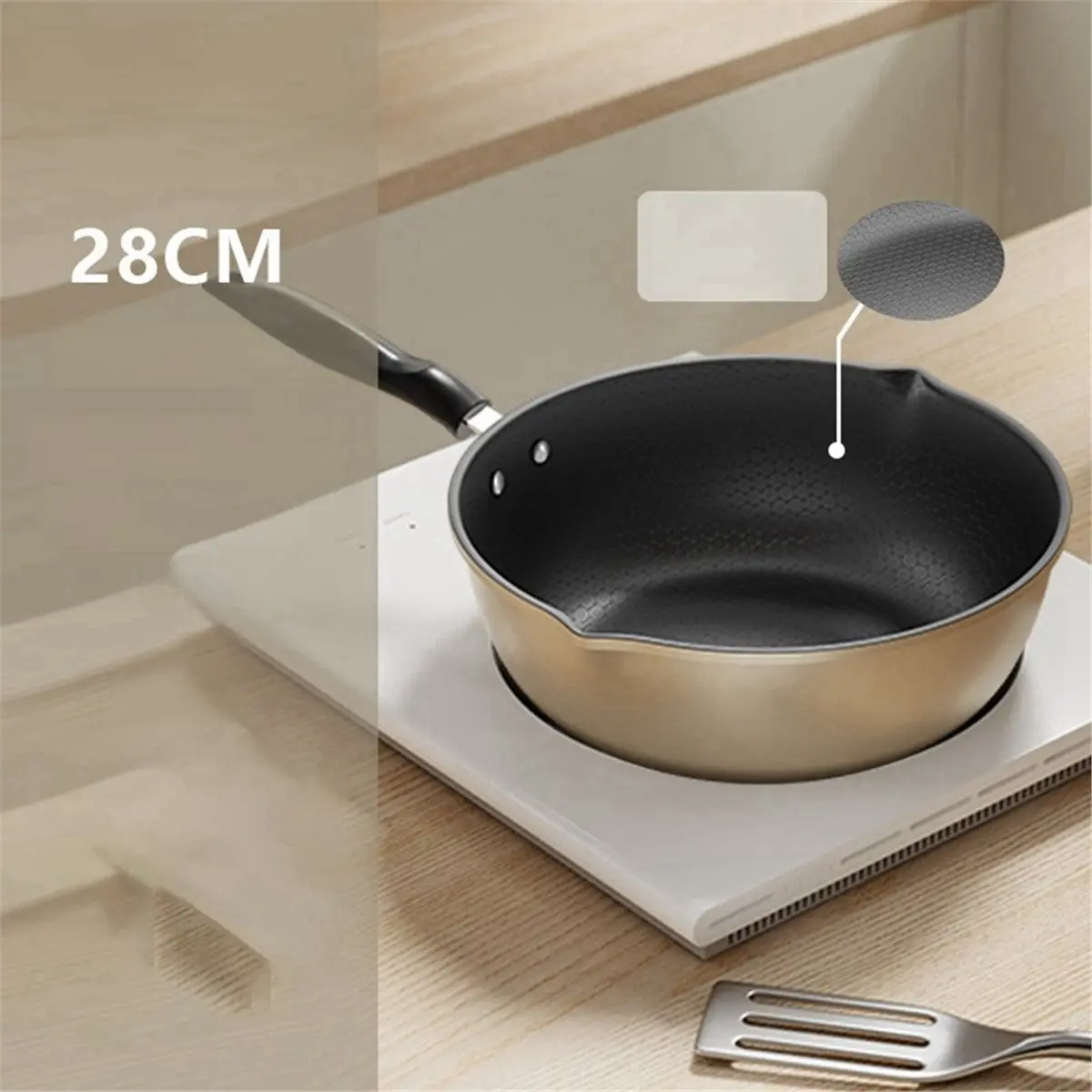 [Non-Stick Frying Pan]Honeycomb Pattern Nonstick Wok - Multi-Functional Fry Pan for All Stoves,Scratch- Coating