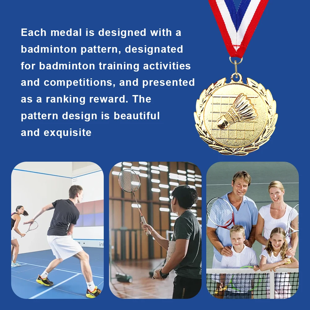 Medalla de bádminton de 5cm, medalla de oro/plata/bronce con cinta para el cuello, medallas de ganador de Metal, medallas de premio de bádminton para actividades de fiesta