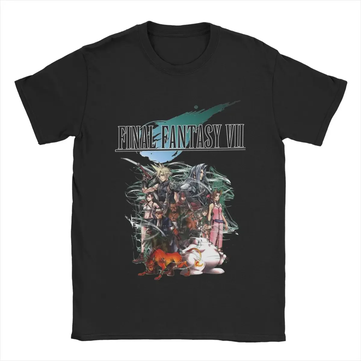 Men Clothing T Shirts Final Fantasy VII Collage Tees 100% Cotton O-neck Short Sleeve Summer Women T-shirt Oversize Unisex Tops