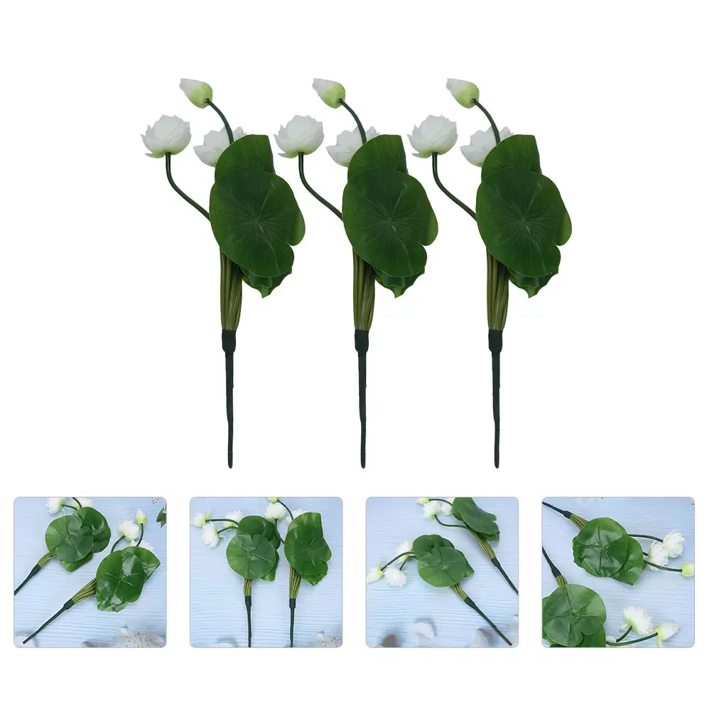 

3pcs Silk Lotus Flowers Decorative Home Ornament Artificial Flower For Bedroom Living Room Store Elegant Lifelike Lotus