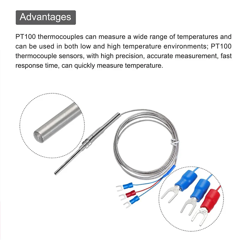 Thermocouple M8 PT100 Type 1m 2m 3m 4m 5m Temperature Sensor 50mm 150mm 100mm 200mm Probe Screw Thread Cable 400 degrees