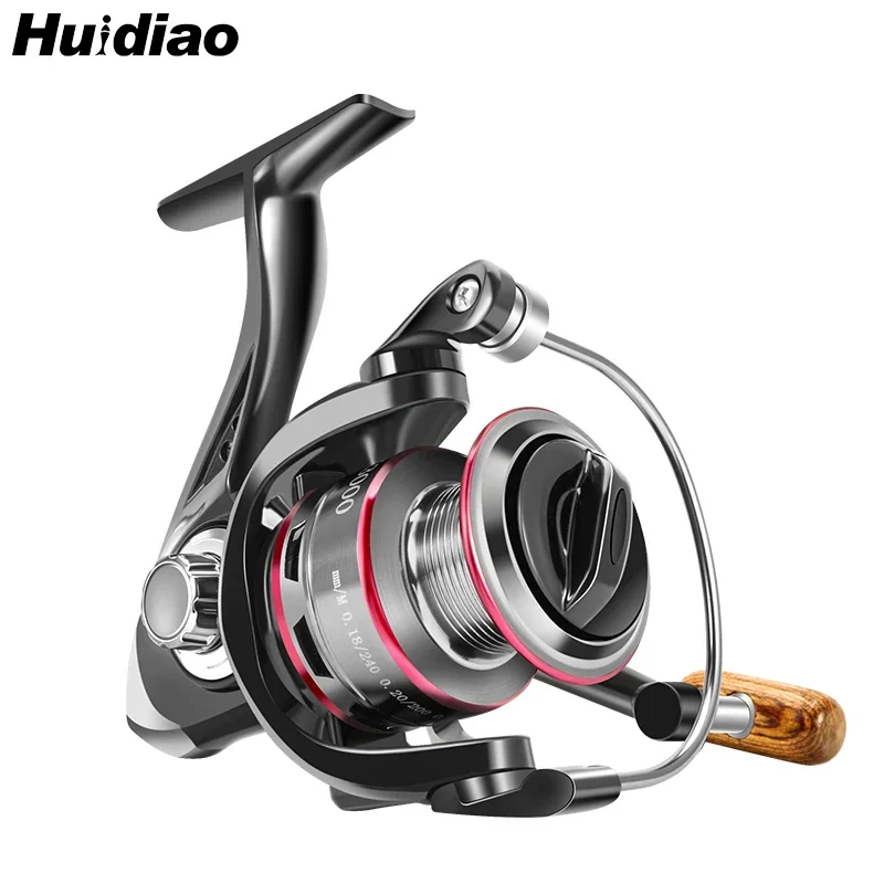 Huidiao – moulinet de pêche robuste, série 1000 à 7000, rapport de vitesse 5.2:1, bobine/poignée en métal pour le lancer longue Distance