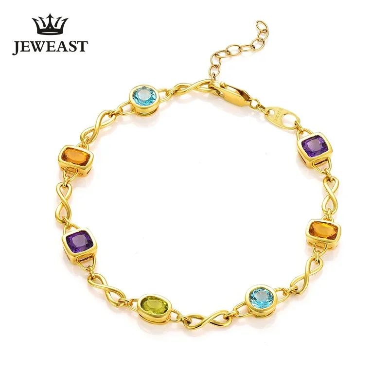 Natural Peridot, etc.18k Pure Gold Female Bracelets Fine Jewelry  Gift Girl Thin Trendy Solid 750 Real Bangle  Good Nice