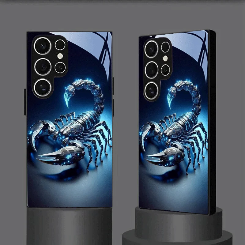 Etui na telefon z hartowanego szkła z motywem niebieskiego światła i mechanicznego skorpiona, odporne na upadki, do Galaxy S26 S25 S24 S23 S22 S21 S20 FE Ultra Plus — zdjęcie produktu 5