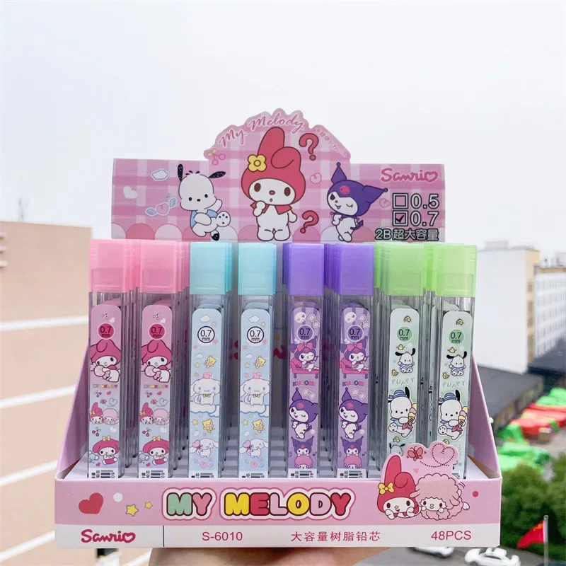 Sanrio My Melody Mechanical Pencil Refill 48pcs Kuromi Cinnamoroll Pochacco Cute Automatic Pencil Core Refill Student Stationery