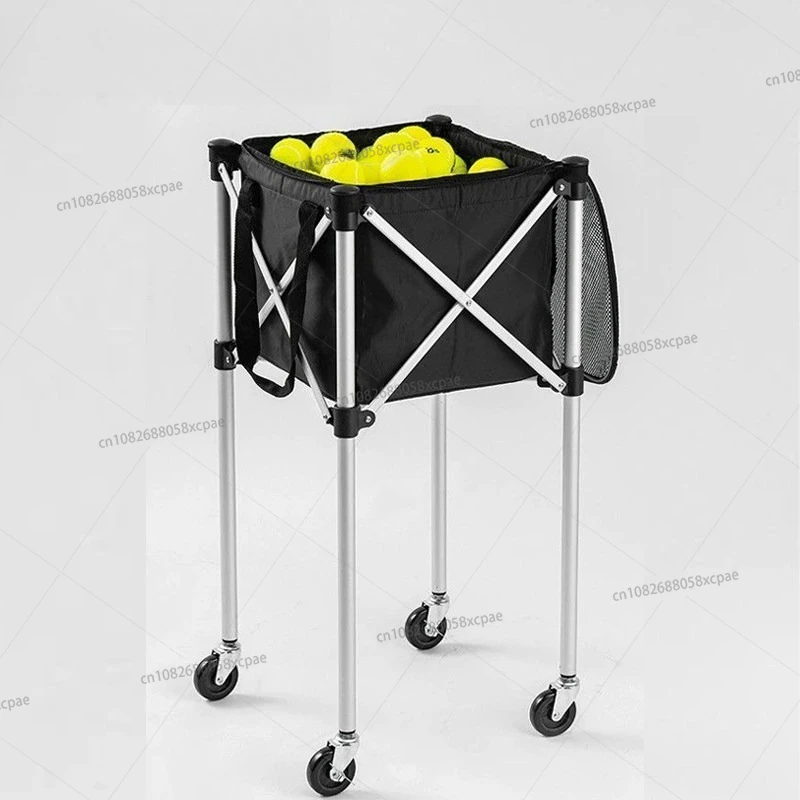 テニスカート-折りたたみ式-ポータブル-コーチトレーニングカート-移動式-大容量-調整可能-マルチボールフレーム