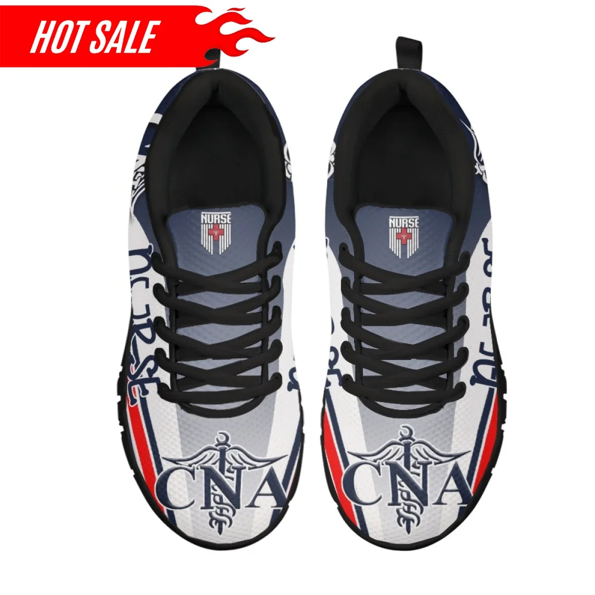 Cute Nurse Cartoon Pattern Flat Shoes for Women Breathable Casaul Mesh Sneakers Lightweight Running Shoes Zapatillas