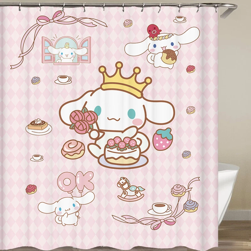 Cinnamoroll Shower Curtain Partition Bathroom Curtain Accessories Fabric Bathroom Shower Bath Hanging Curtain Big Eared Dog Gift