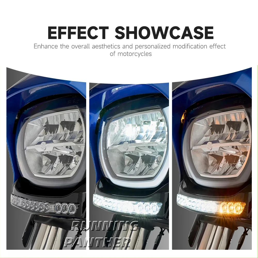   New motorcycle modification accessories front fairing light suitable for Street Glide FLHX 2024-Up Chrome black optional ﻿ ﻿