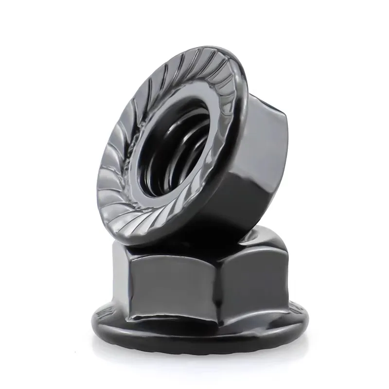 BLK SS A2 304 Black Flange Nut Serrated Flange Locknut M3 M4 M5 M6 M8 M10 M12 Serrated Lock Nut Spinlock Hexago