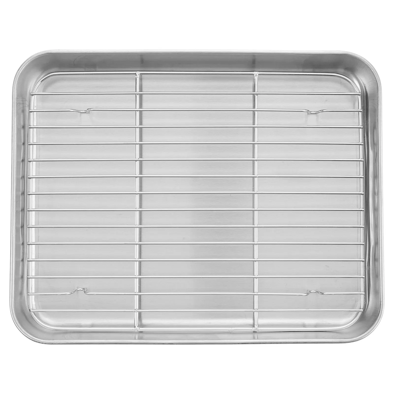 

1Set Stainless Steel Baking Tray Wire Cooling Rack Non Stick Oil Drain Tray for Baking Fried Food French Fries Snacks Desserts