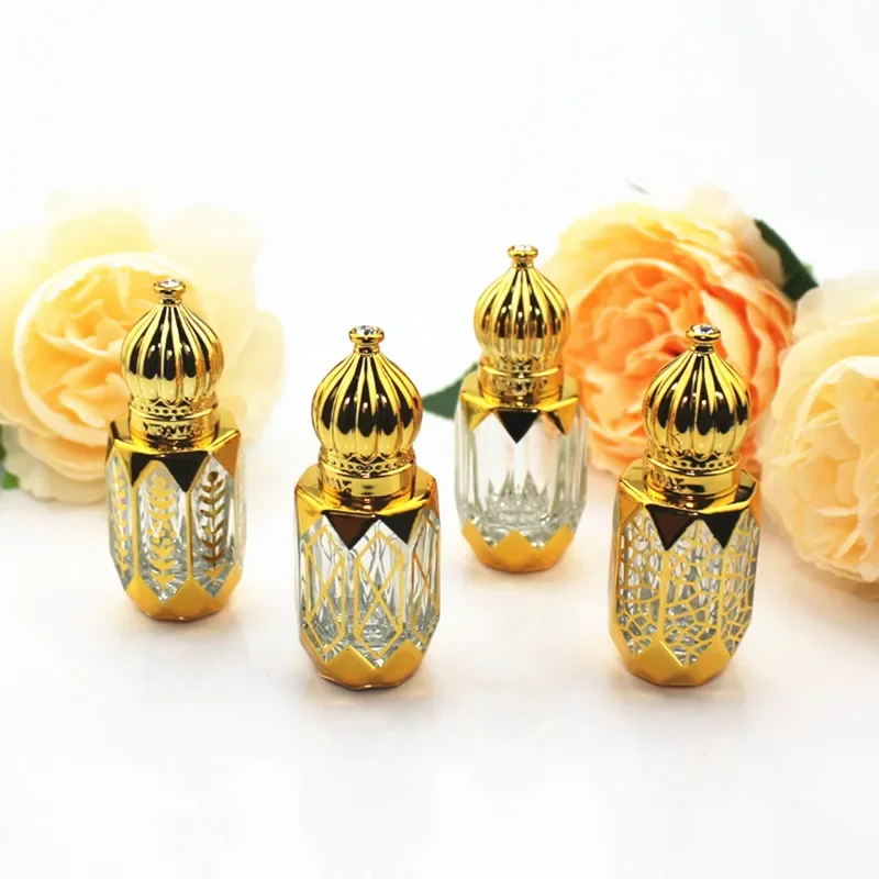 20pcs/lot 6ml Gold Glass Perfume Bottle Roll On Bottles Thick Glass Essential Oil Vials with Roller Ball Refillable