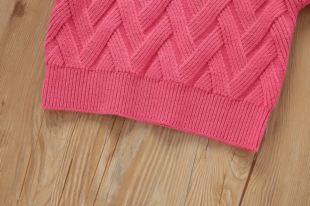 Herbst und Winter neue Mädchen Pullover Set koreanische kurze gestrickte kleine Duft zweiteilige Set Mädchen Baby Vintage Checker Strick-Set – Detail 15