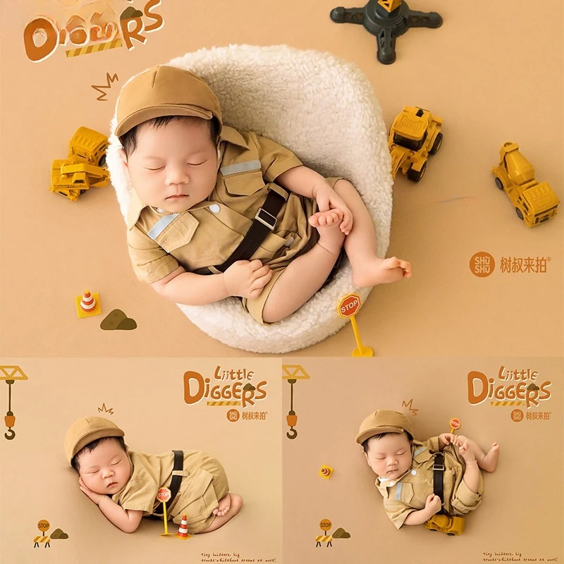 newborn-photography-props-baby-boy-cool-engineering-outfit-set-with-vehicle-decors-backdrop-theme-set-for-studio-photoshoot