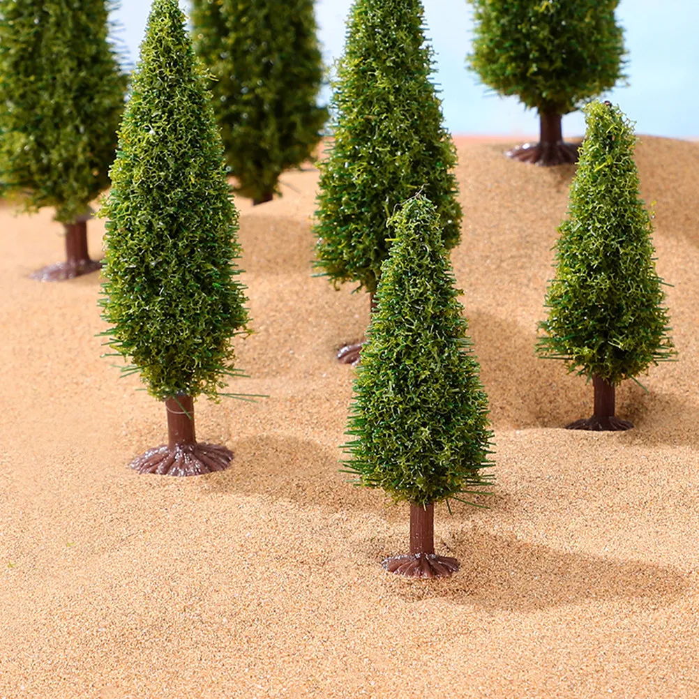 12Pcs Green Miniature Pine Trees Mixed Sizes Realistic Texture for Train Scenery DIY Crafts Sand Table Landscape Architecture