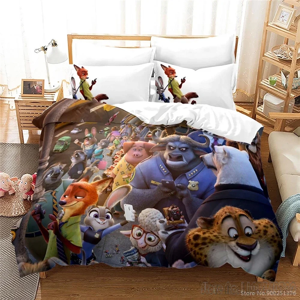 Zootopia zootropolis dos desenhos animados amor criança conjunto de capa edredão hd consolador capa roupas para crianças conjuntos cama decoração do quarto