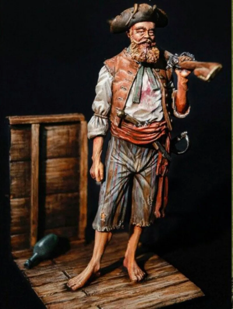 Maßstab 1:24, Druckguss-Harzfigur, zusammengebautes Modellbausatz, History Hobby Miniature Pirates, unmontiert und unbemalt