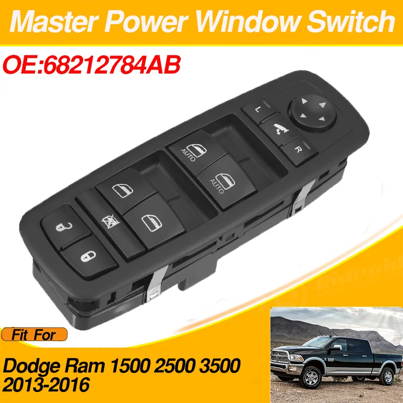 

68212784AB Master Electric Power Window Control Switch For Dodge Ram 1500 2500 3500 2013 2014 2015 2016