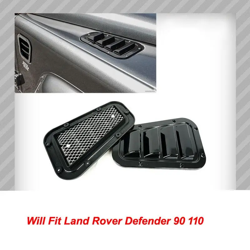 For Land Rover Defender 90 110 Top Air Intake Vents Gloss Black Wing Bonnet Set