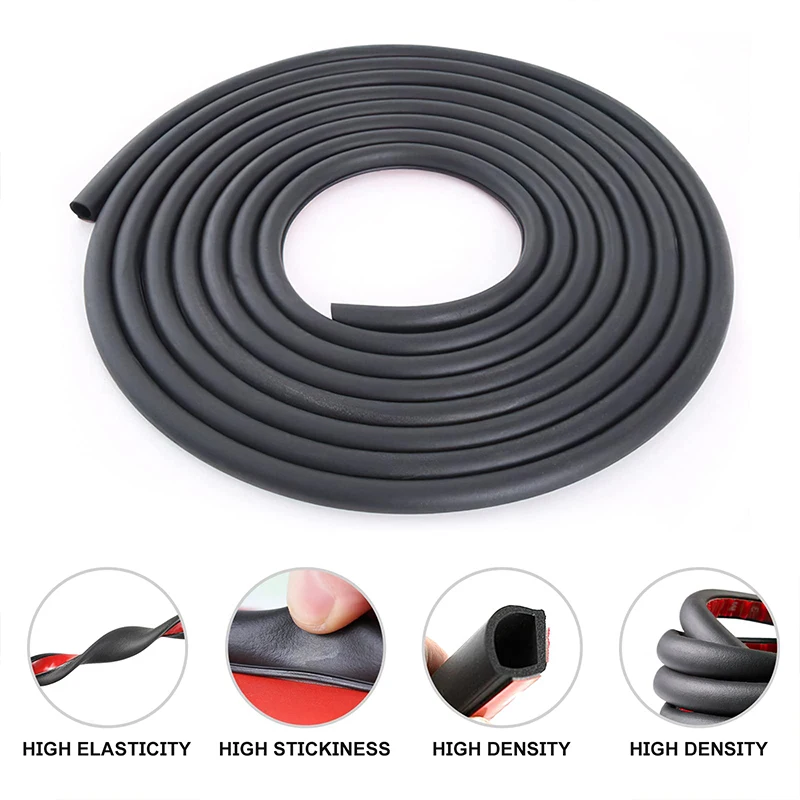 Car Weather Stripping Rubber Seal D-Shaped Door Seal Universal Self-Adhesive Auto Windproof Strip For Windows And Doors