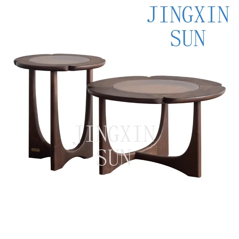 Black walnut coffee table small apartment living room light luxury high-end feeling real leisure Italian minimalist