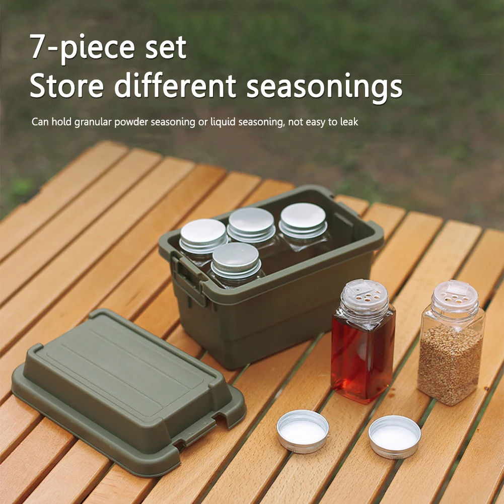 BBQ Jar Spice Storage Bag Outdoor Storage Box Camping Barbecue Utensils Portable Picnic BBQ Seasoning Dispenser Bottle