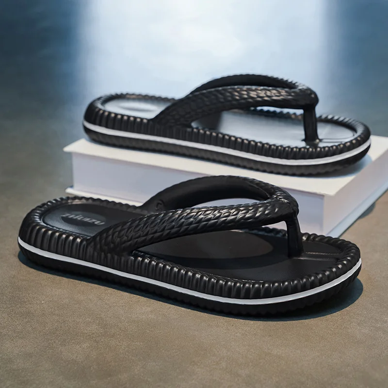 

Men's Summer Fashionable Flip Flops Soft Bottom Anti-Slip Deodorant Outdoor Casual Beach Sandals Comfortable Flat Heel EVA