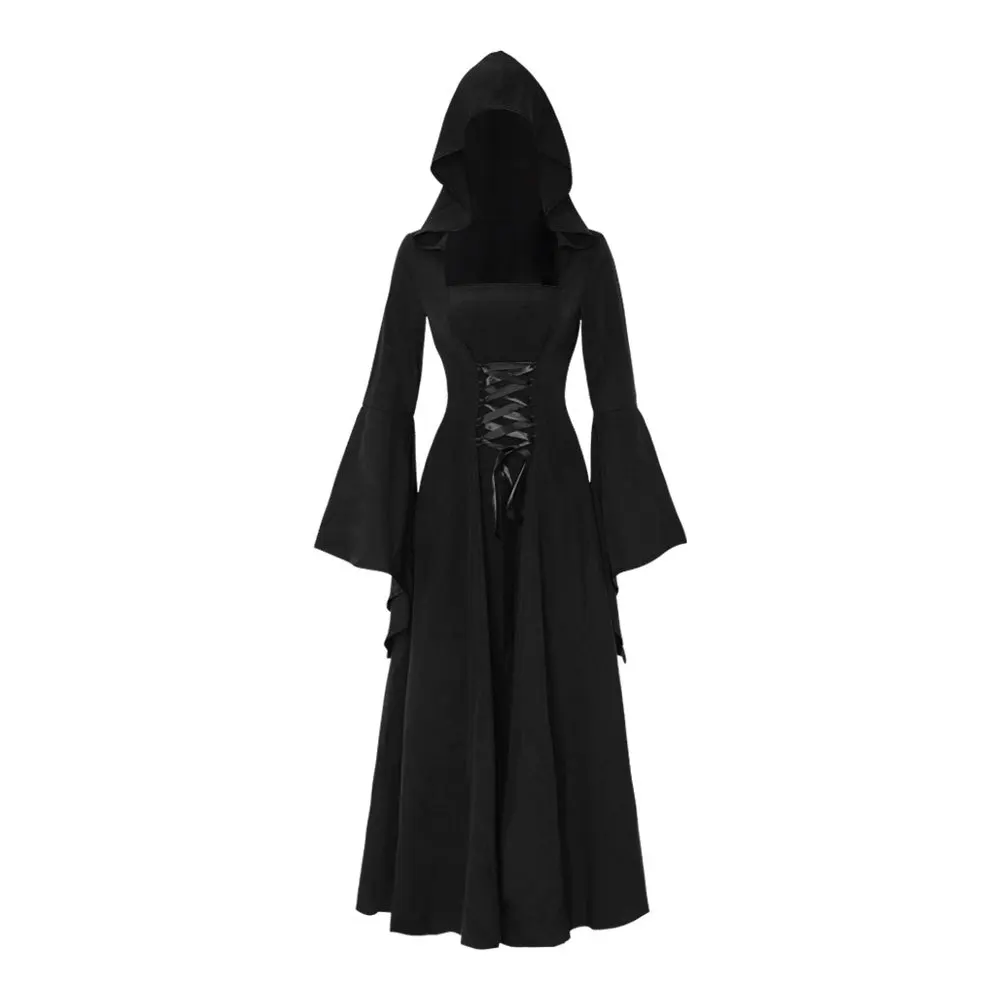 Halloween Cosplay Costumes for Women Victoria Retro Clothing Middle Ages Long Dress Adult Bell Sleeve Lace Dresses XS-XXXL