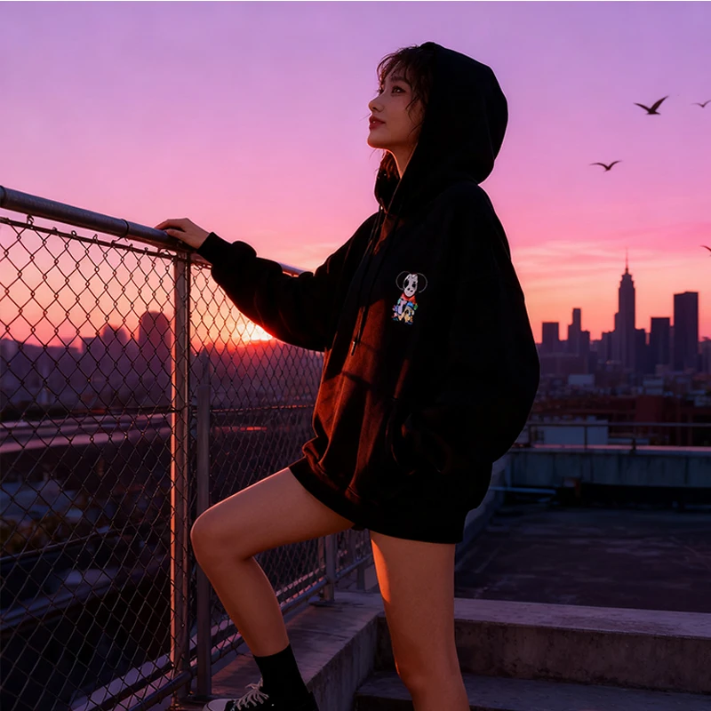 Pull à capuche solide pour hommes et femmes, tendance de rue, mode européenne, Harajuku, gothique neutre, rétro, Style large, cravate ronde, couleur de poche