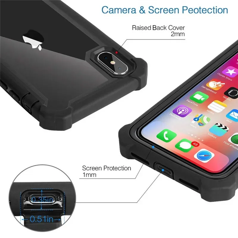 Phone Case For iPhone 12 11 Pro Max X XR XS Max 6 6S 7 8 Plus Shockproof Bumper Transparent Clear TPU Cases PC Back Phone Cover - Image 4