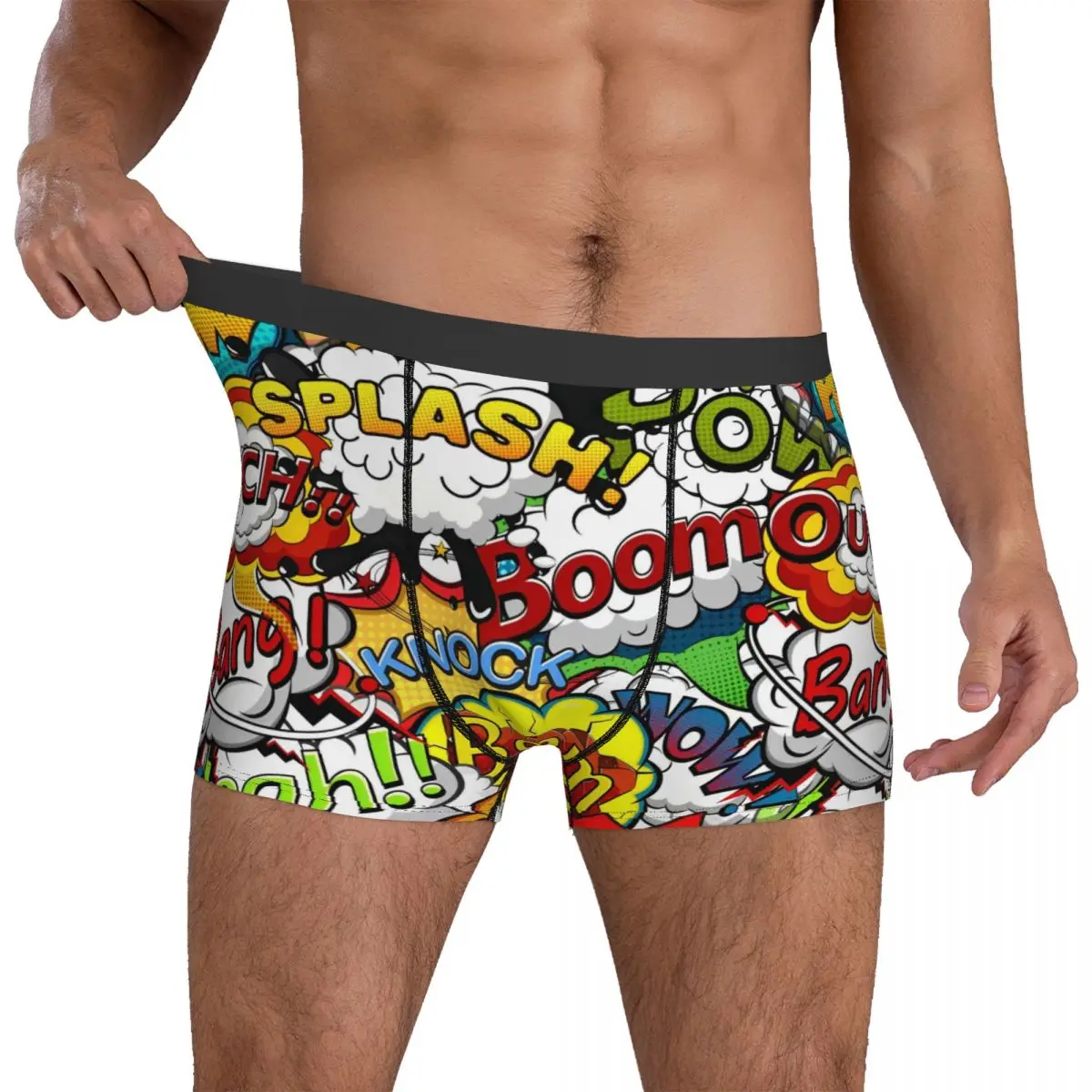 

Бесшовное нижнее белье Boom из комиксов, мужские трусы-боксеры с забавным багажником, Лидер продаж, трусы больших размеров с принтом