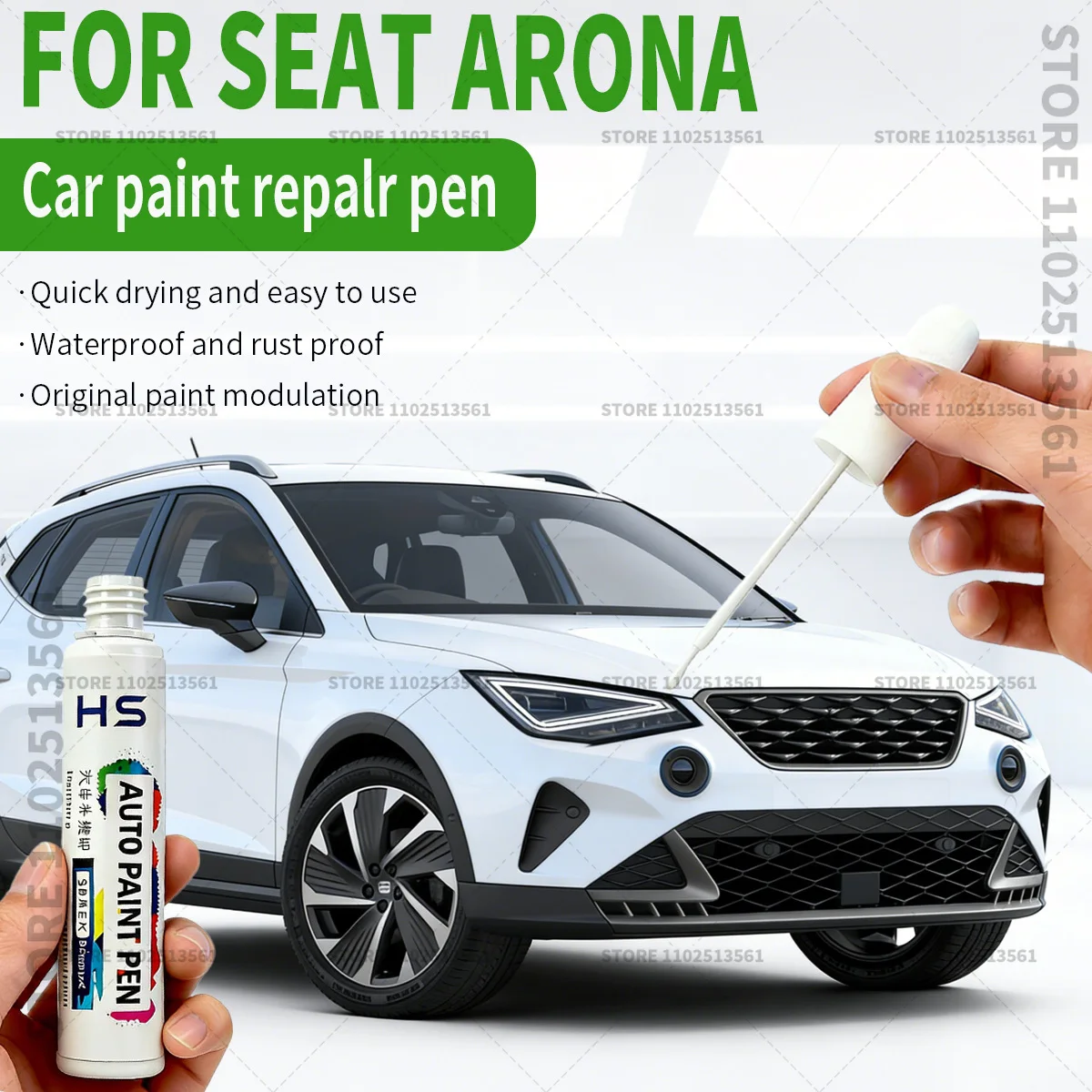 Car Paint Repair Pen Restores Original Factory Paint Finish Desire Red Midnight Black Glacial White For 2017-2025 SEAT Arona