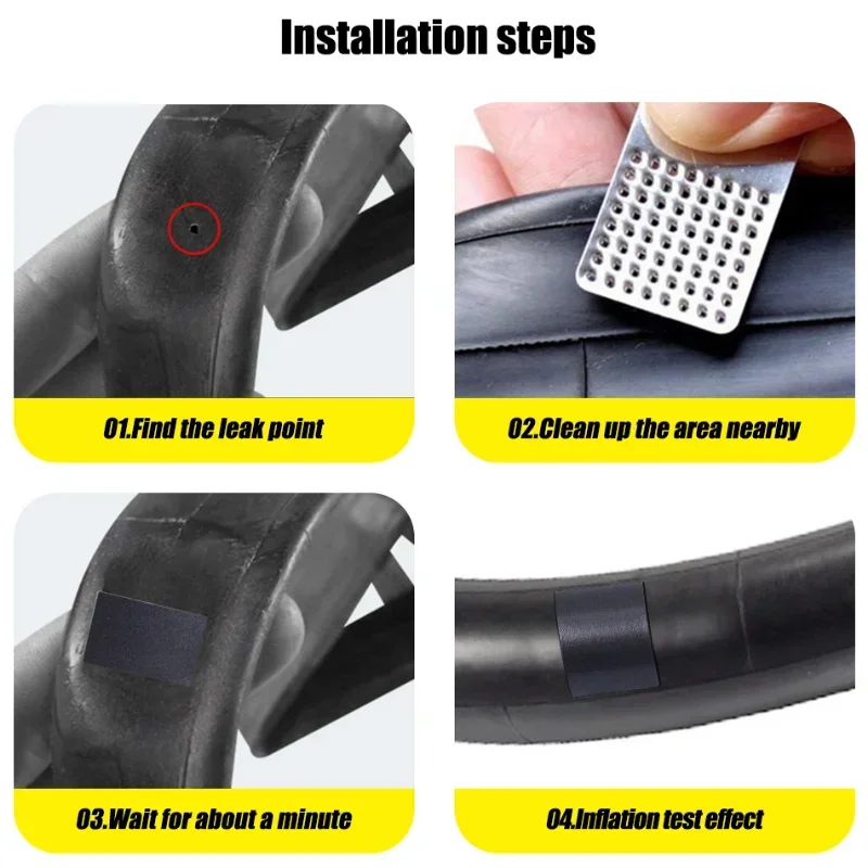 50pcs Bicycle Glue-free Tire Patches Round Square Rubber Quick Repairing Tyre Patch Tool Portable Tire Puncture Repair Patch image 5