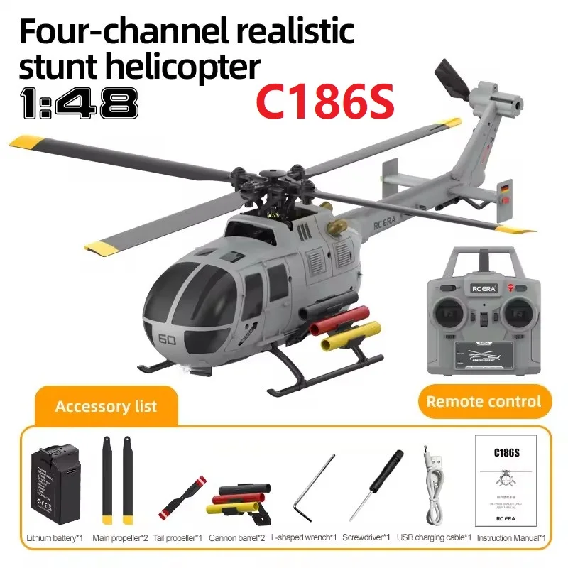 

RC ERA C186S BO105 Helicopter Brushless 4CH Airplane 1/48 Optical Flow Positioning 6-Axis Gyro Three-speed Adjustment Heli