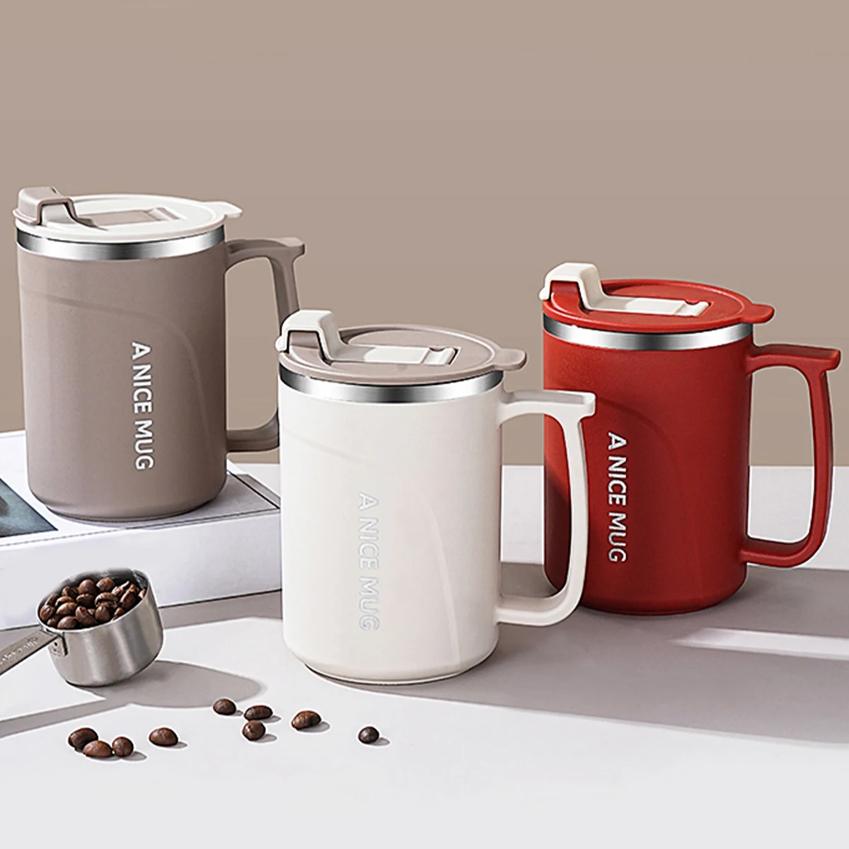 

WORTHBUY 450ML 304 Stainless Steel Insulated Coffee Mug Portable Double-layer Thermos Cup Leak-proof Drinking Cup For Student