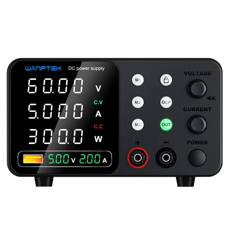 

Прецизионный регулируемый источник питания постоянного тока, 0-60В 0-5А, регулятор напряжения и тока с двойным дисплеем, для лабораторий и школ