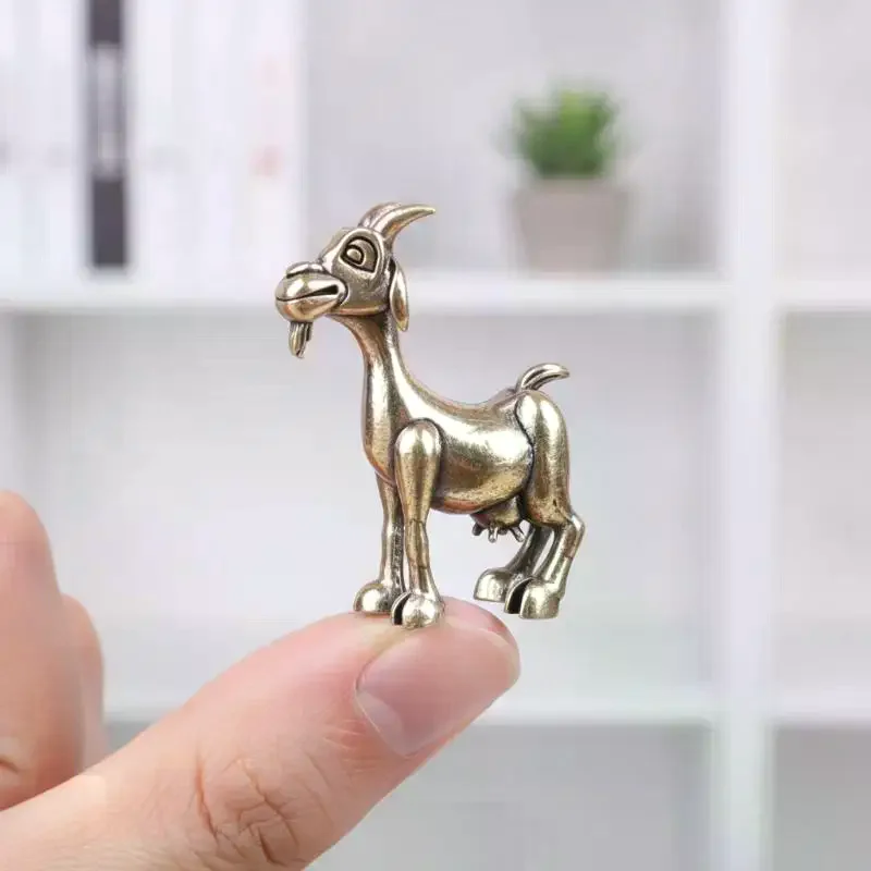 Vintage Brass Goat Statue Retro Animal Sculpture Tea Pet For Home Office Decor Ideal For Collectors