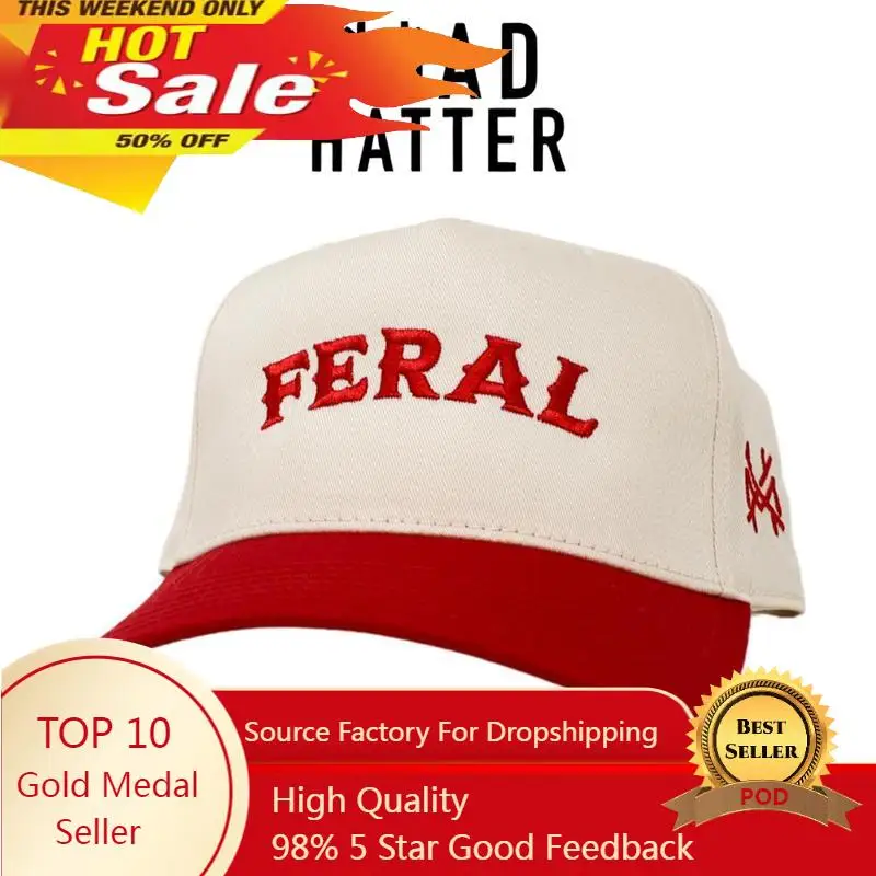 

"Feral" Embroidered Trucker Hat Snapback Baseball cap Fashion Dad Hats Adjustable Sunhat Outdoor caps