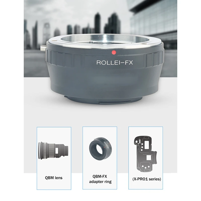 Adaptador de lente de QBM-FX para cámara ROLLEI Rollei QBM, compatible con Fujifilm Fuji X FX