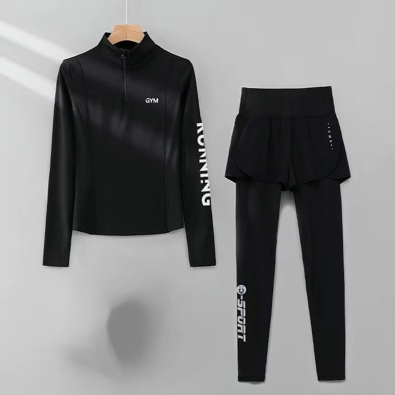 Running suit women's new half zipper student photoshoot, long sleeved slimming professional sports quick drying suit set