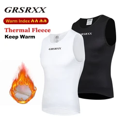 GRSRXX Winter Cycling Underwear Base Layer Thermal Fleece Vest Bike Sleeveless Undershirt Sport Man First Layer Jersey White