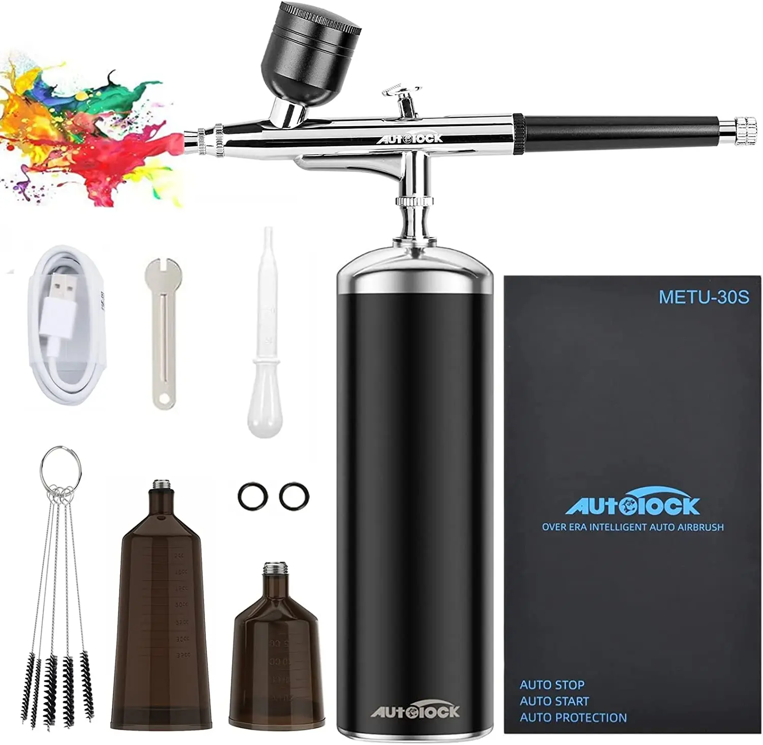 

Autolock Upgraded Airbrush Kit with Air Compressor, Portable Cordless Auto Airbrush Gun Kit, Rechargeable Handheld Airbrush Set