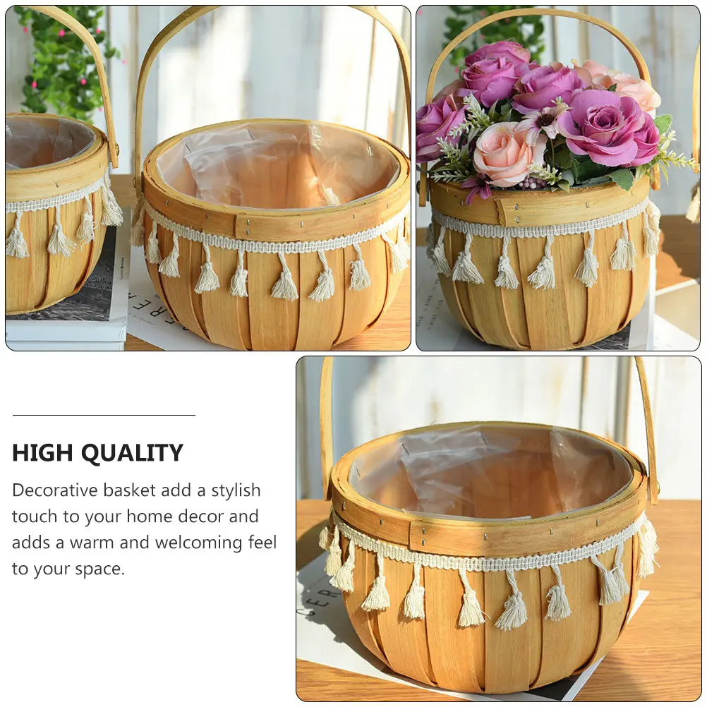 Handmade Woven Flower Basket Decorative Planter for Home Office Hotel Restaurant Wedding Party Table Centerpiece