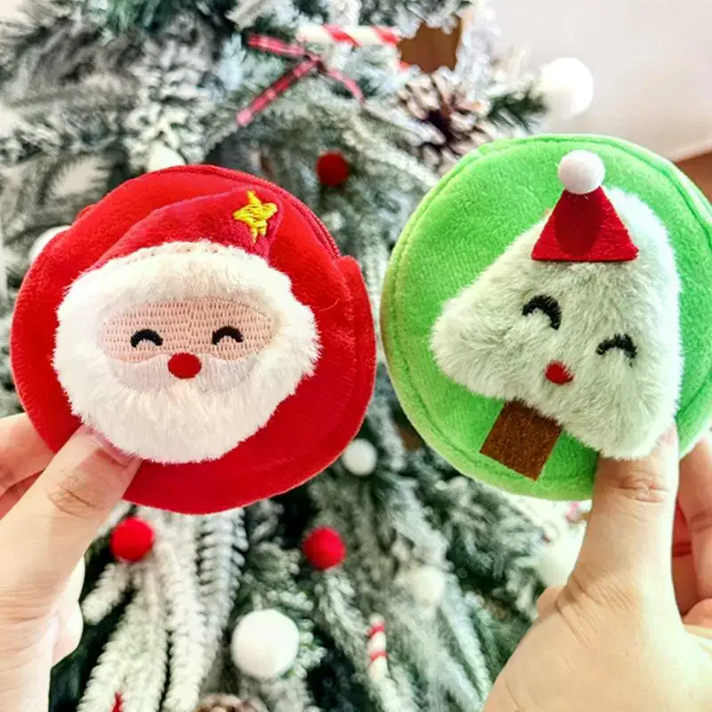 Cute Christmas Plush Coin Purse Kawaii Santa Claus Snowman Doll Coin Pouch Keychain Backpack Pendant Decoration Children Gift