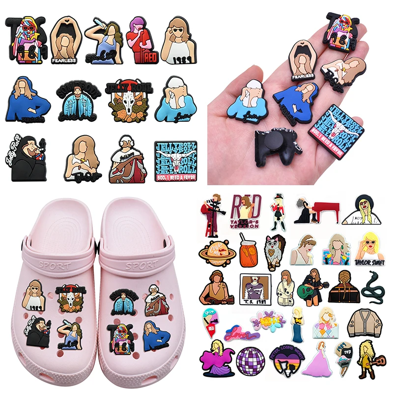 13-29Pcs Singer Shoes Charm for Crocs, Clogs Sandals Decoration Shoes Accessories Buckle for Friends Party Gift